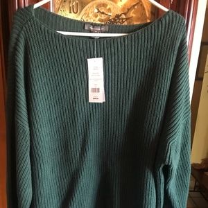 French Connection Women's Medium Green Boatneck Sweater New With Tags